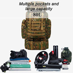 Kabxhueo Rucksack 80L Wasserdicht Notfallrucksack Military Armee Rucksack Großer Outdoor Reiserucksack Kampfrucksack Fluchtru