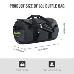 OLIFE Duffle Bag wasserdichte Reisetasche 30L/60L/90L, mit Rucksackfunktion | praktische Innen- und Außentaschen | große Reis