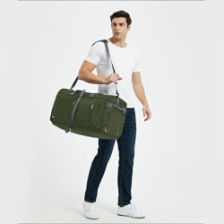 WANDF Reisetasche 65L mit Schuhfach Faltbare Weekender-Reisetasche Handgepäck für Männer Frauen  Dunkelgrün 