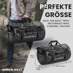 Wasserfeste Reisetasche Duffle Bag 60L - mit Rucksackfunktion  schwarz  | Praktische Außen- und Innentaschen | Dry Bag, Sport