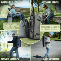 TrailSeeker Duffle Bag | Reisetasche Rucksack Seesack Tasche [100% Wasserdicht] | 60L Grau | Motorradtasche Segeltasche | Cam
