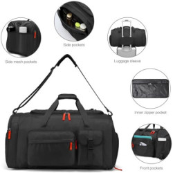 Reisetasche Herren 75L Große Sporttasche Weekender Rucksack mit Schuhfach Wasserdicht Trainingstasche Damen Übernachtung Trav