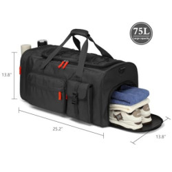 Reisetasche Herren 75L Große Sporttasche Weekender Rucksack mit Schuhfach Wasserdicht Trainingstasche Damen Übernachtung Trav