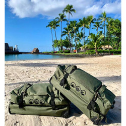 SONS OF ALOHA XL Reisetasche mit 2 Rollen Kane Rollkoffer 80 cm Koffer Sporttasche Reise-Trolley 120L, grün-Olive