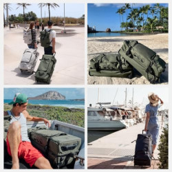SONS OF ALOHA XL Reisetasche mit 2 Rollen Kane Rollkoffer 80 cm Koffer Sporttasche Reise-Trolley 120L, grün-Olive
