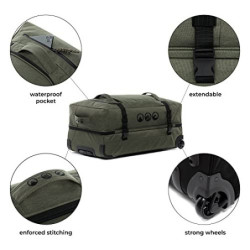 SONS OF ALOHA XL Reisetasche mit 2 Rollen Kane Rollkoffer 80 cm Koffer Sporttasche Reise-Trolley 120L, grün-Olive