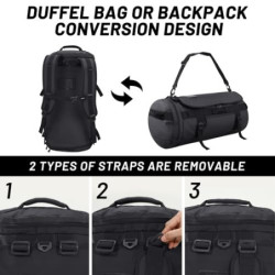 MIER Reisetasche große Sporttasche wasserdicht Sportrucksack mit Schuhfach umwandelbar in Rucksack, Schwarz, 45L