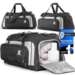 VL® Sporttasche 60 Liter mit Nassfach Groß L [Kühlfach] Schuhfach mit Belüftungslöcher Damen Herren | Reise-Tasche Saunatasch