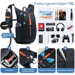 BECOJADDE 15L Wanderrucksack Herren Kleiner Rucksack Damen Leichter Daypack Tagesrucksack Faltbarer Trekkingrucksack für Camp