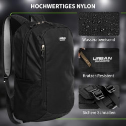 Urban Runners Active Daypack Ultraleichter, faltbarer 20L Rucksack - Wasserdicht & robust, ideal für Fitness, Outdoor, Reisen