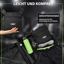 Urban Runners Active Daypack Ultraleichter, faltbarer 20L Rucksack - Wasserdicht & robust, ideal für Fitness, Outdoor, Reisen