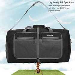 Bekahizar 60L Leichter Faltbare Reisetasche Groß Weekender Übernachtung Taschen Verpackbar Reise-Gepäck Sporttasche Travel Du