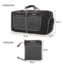 Bekahizar 60L Leichter Faltbare Reisetasche Groß Weekender Übernachtung Taschen Verpackbar Reise-Gepäck Sporttasche Travel Du