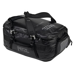 Petzl Duffel 65 Mittelgroße Transporttasche aus TPU Plane und Polypropylen in der Farbe Schwarz 65 Liter, Maße: 58,5cm x 40cm