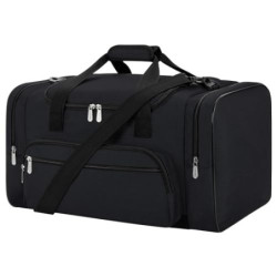 55L Sporttasche Reisetasche Fitness Tasche mit Schultergurt Wochenendtasche für Damen und Herren  Schwarz, 55L 