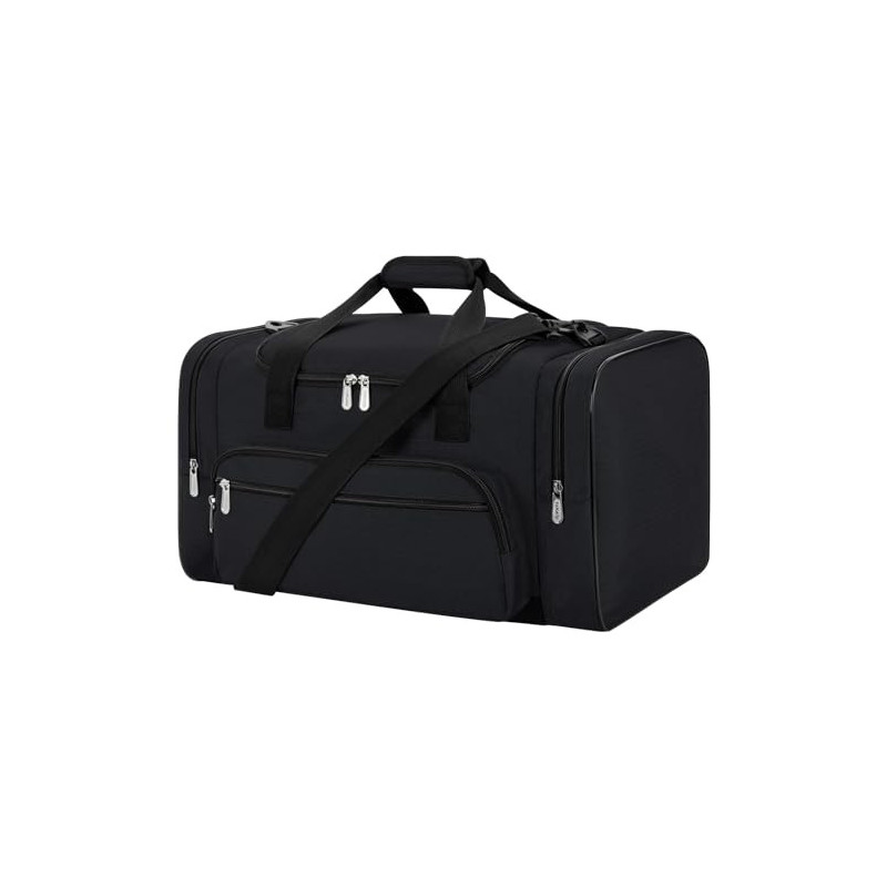 55L Sporttasche Reisetasche Fitness Tasche mit Schultergurt Wochenendtasche für Damen und Herren  Schwarz, 55L 