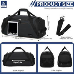 FIORETTO 43L Sporttasche & Reisetasche für Damen und Herren, mit Schuhfach & Nassfach, Wasserdicht Tasche für Trainingstasche