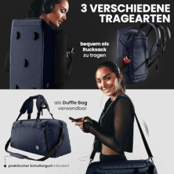 Sporttasche Trainingstasche + Rucksack, Schuhfach, Nassfach | Reisetasche Schwimmtasche Fitnesstasche Sport Gym Fitness Umhän