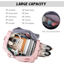 Suweir Sporttasche Damen Herren 42L Reisetasche mit Schuhfach Nassfach Wasserdicht Trainingstasche Travel Duffle Bag mit Ruck