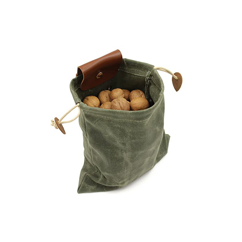 Maeau Canvas Bushcraft Tasche Leather Canvas Sammeln Frucht Werkzeugtasche Schnalle Faltbare Gürteltasche für Outdoor Camping