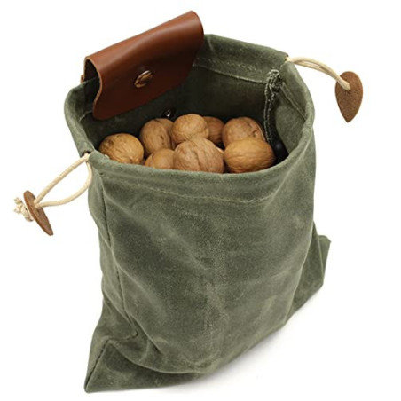 Maeau Canvas Bushcraft Tasche Leather Canvas Sammeln Frucht Werkzeugtasche Schnalle Faltbare Gürteltasche für Outdoor Camping