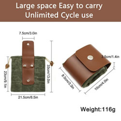 Maeau Canvas Bushcraft Tasche Leather Canvas Sammeln Frucht Werkzeugtasche Schnalle Faltbare Gürteltasche für Outdoor Camping
