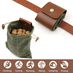 Maeau Canvas Bushcraft Tasche Leather Canvas Sammeln Frucht Werkzeugtasche Schnalle Faltbare Gürteltasche für Outdoor Camping
