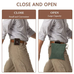 Maeau Canvas Bushcraft Tasche Leather Canvas Sammeln Frucht Werkzeugtasche Schnalle Faltbare Gürteltasche für Outdoor Camping