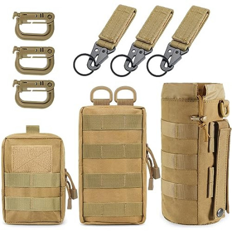 MUCHER 3 Pack Molle Tasche Taktische Hüfttaschen EDC Utility Bauchtasche Hüfttasche mit 3 Haken und Schlüsselanhänger für Out