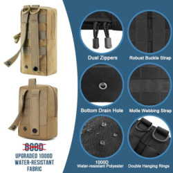 MUCHER 3 Pack Molle Tasche Taktische Hüfttaschen EDC Utility Bauchtasche Hüfttasche mit 3 Haken und Schlüsselanhänger für Out