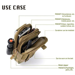 PISCORUSH Taktische Hüfttaschen, MOLLE EDC Hüfttasche Outdoor Gürteltasche Bauchtasche Handytasche Tragetasche für Smartphone