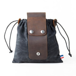 Tasche für Futtersuche Zusammenklappbar für Wandern, Faltbare Canvas Bushcraft-Tasche aus Leder und Leinwand mit Kordelzug fü
