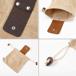 Tasche für Futtersuche Zusammenklappbar für Wandern, Faltbare Canvas Bushcraft-Tasche aus Leder und Leinwand mit Kordelzug fü