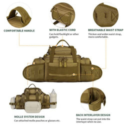 Huntvp Taktisch Hüfttasche Molle 3Way Gürteltasche wasserdichte Bauchtasche Tactical Crossbody Multifunktional Waistbag Bumba