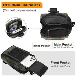 Huntvp Taktische Handytasche für max. 6,7" Smartphone, 1000D Nylon MOLLE Handyhalter Militär Zusatztasche für Rucksack, Hüftt