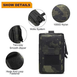 Huntvp Taktische Handytasche für max. 6,7" Smartphone, 1000D Nylon MOLLE Handyhalter Militär Zusatztasche für Rucksack, Hüftt
