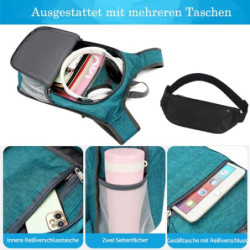 Faltbarer Rucksack + Bauchtasche, 15L Ultraleicht Tagesrucksack Gürteltasche Kleiner Wanderrucksack Damen Herren Daypack Wass