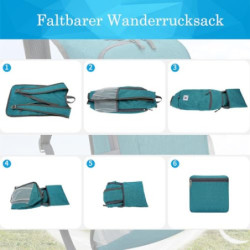 Faltbarer Rucksack + Bauchtasche, 15L Ultraleicht Tagesrucksack Gürteltasche Kleiner Wanderrucksack Damen Herren Daypack Wass