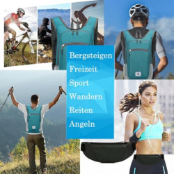 Faltbarer Rucksack + Bauchtasche, 15L Ultraleicht Tagesrucksack Gürteltasche Kleiner Wanderrucksack Damen Herren Daypack Wass