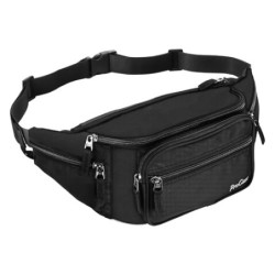 ProCase Bauchtasche Gürteltasche Wasserdicht Hüfttasche für Herren und Damen Klein Nylon Fanny Pack mit 6 Reißverschlusstasch