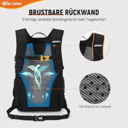 SKYSPER Wanderrucksack 20L Leicht Rucksack mit Rückenbelüftung Daypack Tagesrucksack Travel Backpack für Outdoor Ausflüge Stä
