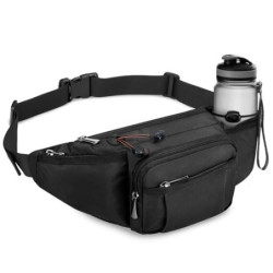 Wiserset Bauchtasche für Herren und Damen, Gürteltasche mit Flaschenhalter Gurt Verstellt Hüfttasche mit 6 Reißverschlusstasc