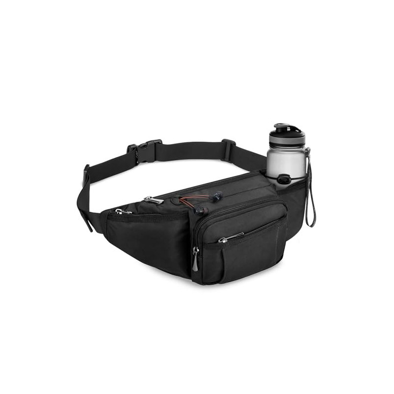 Wiserset Bauchtasche für Herren und Damen, Gürteltasche mit Flaschenhalter Gurt Verstellt Hüfttasche mit 6 Reißverschlusstasc Wiserset Bauchtasche für Herren und Damen, Gürteltasche mit Flaschenhalter Gurt Verstellt Hüfttasche mit 6 Reißverschlusstasc