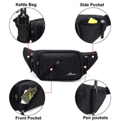 Bauchtasche Gürteltasche für Damen und Herren Wasserabweisend Hüfttasche mit Flaschenhalter, Multifunktionale Gurt Verstellt 