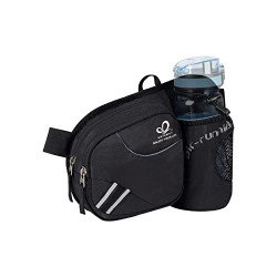 WATERFLY Gürteltasche Bauchtasche mit Flaschenhalter Damen und Herren, Atmungsaktiv Sport Hüfttasche für Laufen Radfahren Cam