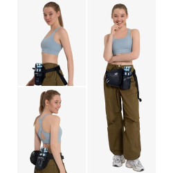 WATERFLY Gürteltasche Bauchtasche mit Flaschenhalter Damen und Herren, Atmungsaktiv Sport Hüfttasche für Laufen Radfahren Cam