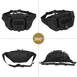 Huntvp® Taktische Gürteltasche Sport Hüfttasche Molle Bauchtasche Wasserabweisend mit Reißverschluss für Outdoor Laufen Reise