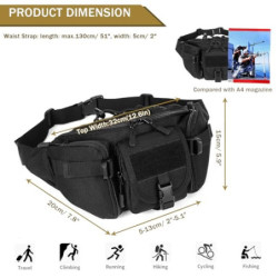 Huntvp® Taktische Gürteltasche Sport Hüfttasche Molle Bauchtasche Wasserabweisend mit Reißverschluss für Outdoor Laufen Reise