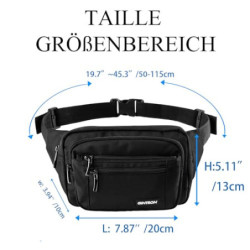 GINTRON Bauchtasche Gürteltasche für Herren und Damen mit 6 Taschen, wasserdichte Hüfttasche mit verstellbarem Gurt, Große Ka