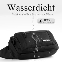 GINTRON Bauchtasche Gürteltasche für Herren und Damen mit 6 Taschen, wasserdichte Hüfttasche mit verstellbarem Gurt, Große Ka
